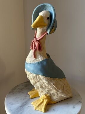 Vintage Scioto 1987 Quaker Duck Ceramic Bisque 8.5 Inches Blue Bonnet Pink Scarf